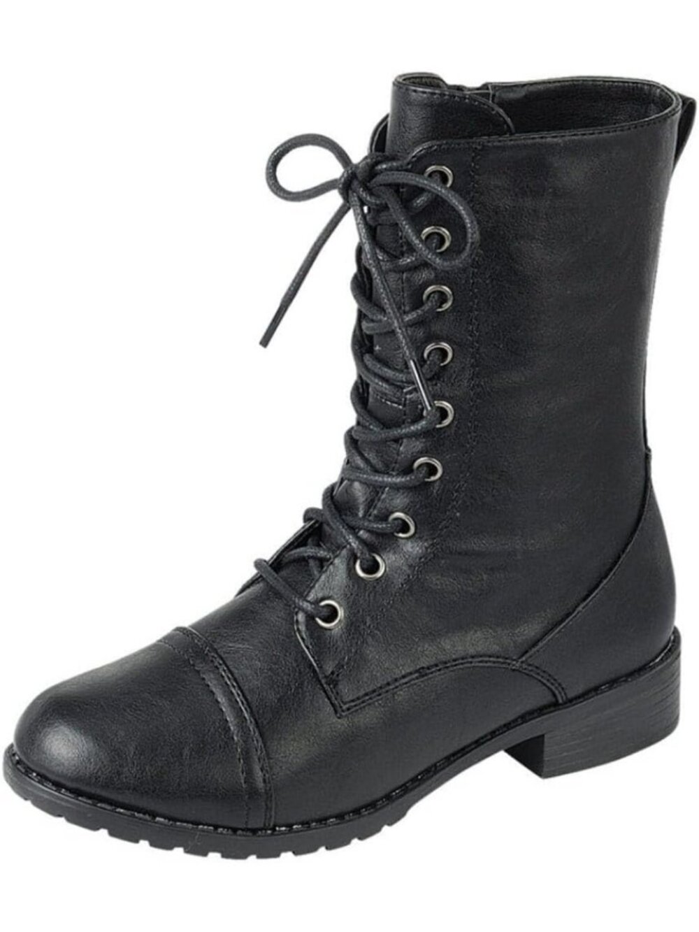 Stylish Women's Knit Ankle Combat Boots - Round Toe, Lace-Up, Low Heel, Military